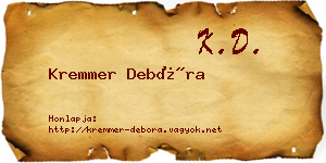 Kremmer Debóra névjegykártya